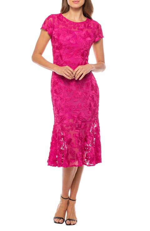 Soutache Cap Sleeve Midi Dress