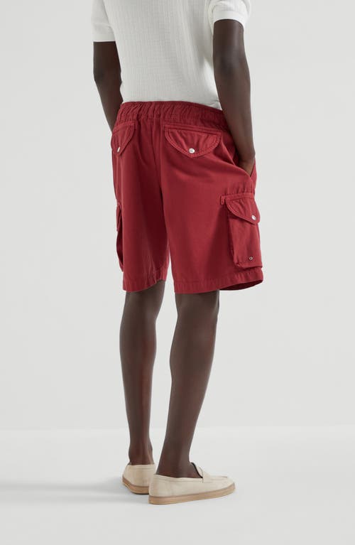 Brunello Cucinelli Cotton Gabardine Bermuda Shorts In Red
