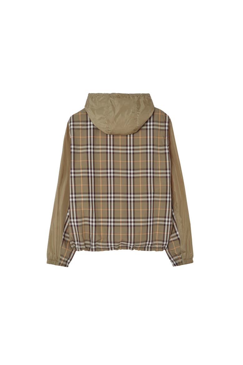 Check Trim Nylon Newport Hooded Jacket, Alternate, color, FINCH BROWN