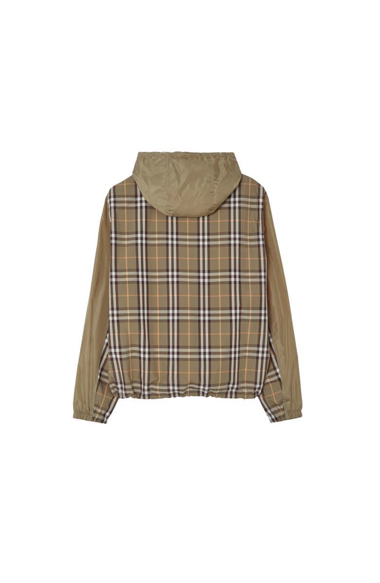 Burberry Check Trim Nylon Newport Hooded Jacket, Alternate, color, Finch Brown