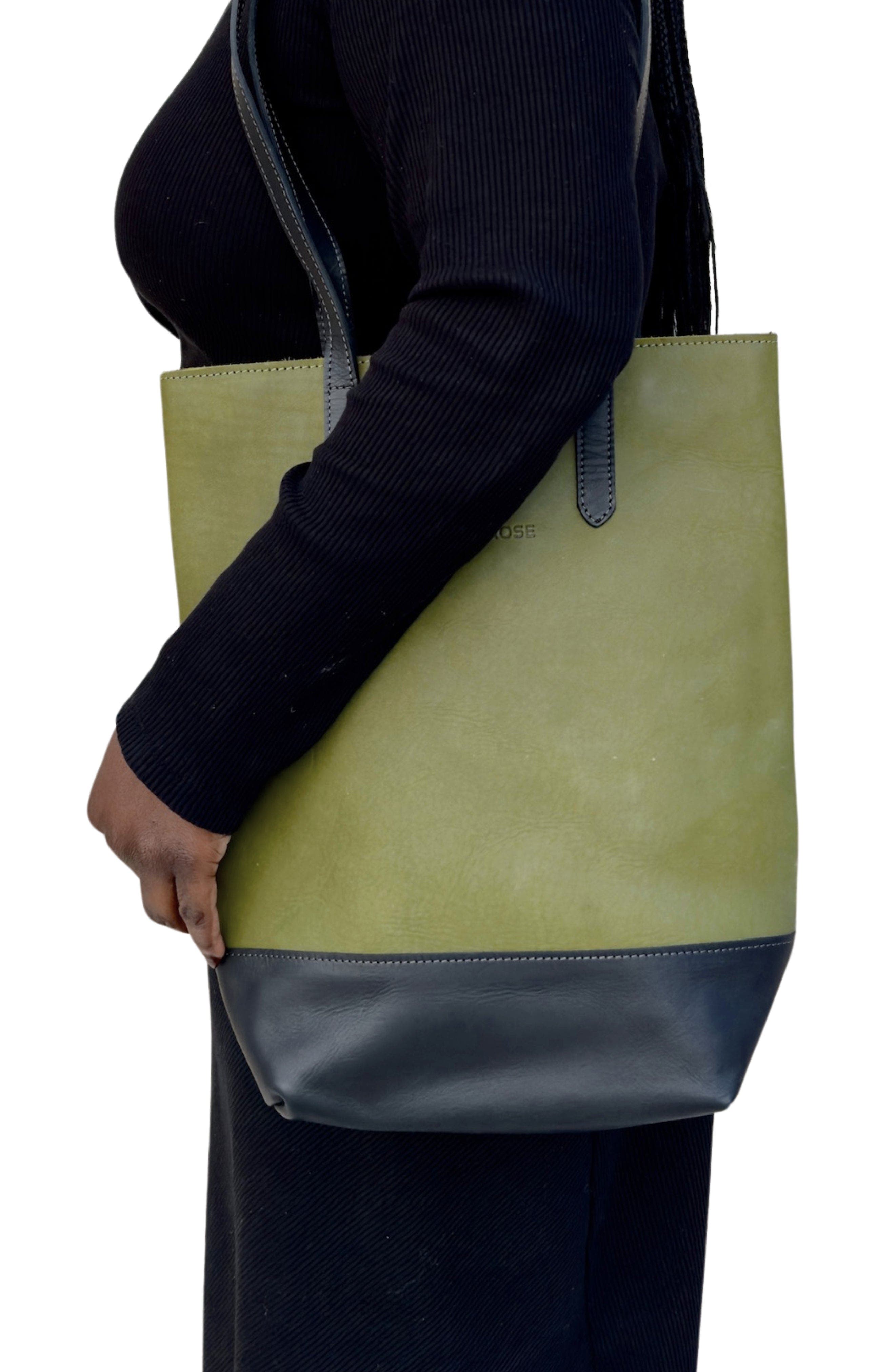 Sarep + Rose Slender Kenya Leather Tote Bag, Alternate, color, Olive Green