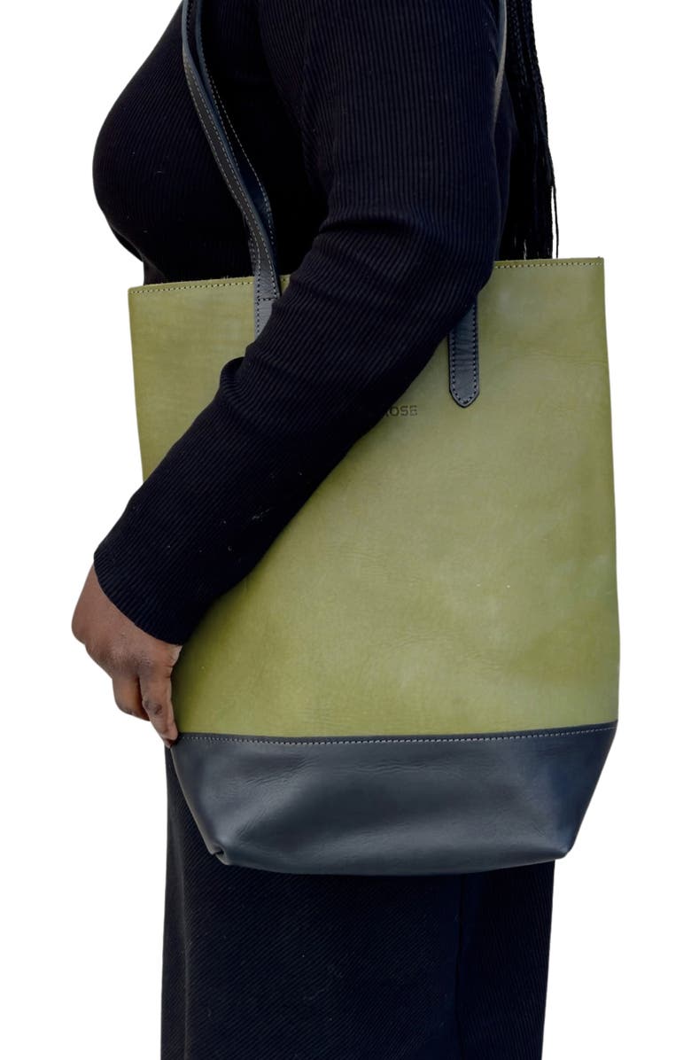 Sarep + Rose Slender Kenya Leather Tote Bag, Alternate, color, Olive Green