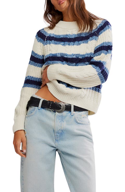 Frankie Stripe Cable Stitch Cotton Sweater