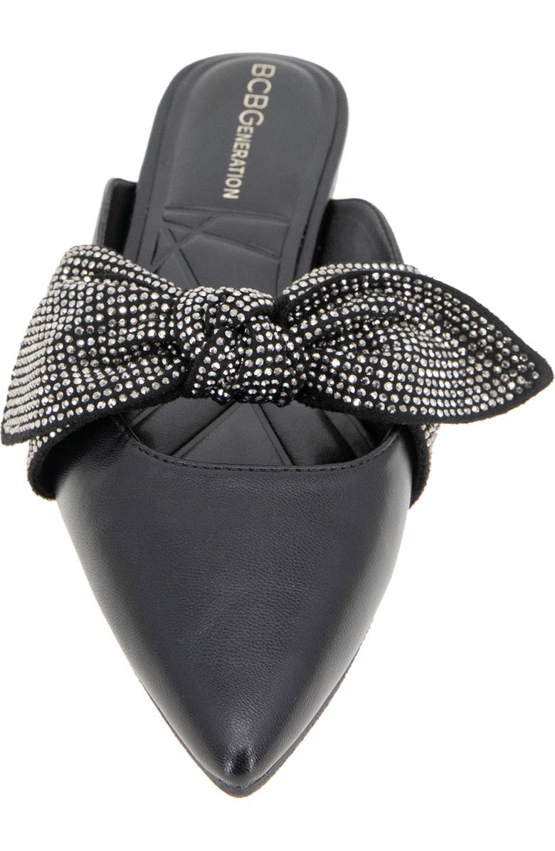BCBGeneration Kandy Rhinestone Bow Mule, Alternate, color, Black/Rhinestones