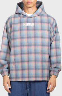 PLEASURES Sender Oversize Ombré Check Cotton Flannel Hoodie