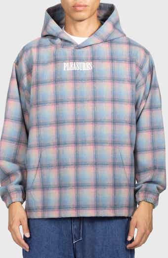 PLEASURES Sender Oversize Ombré Check Cotton Flannel Hoodie