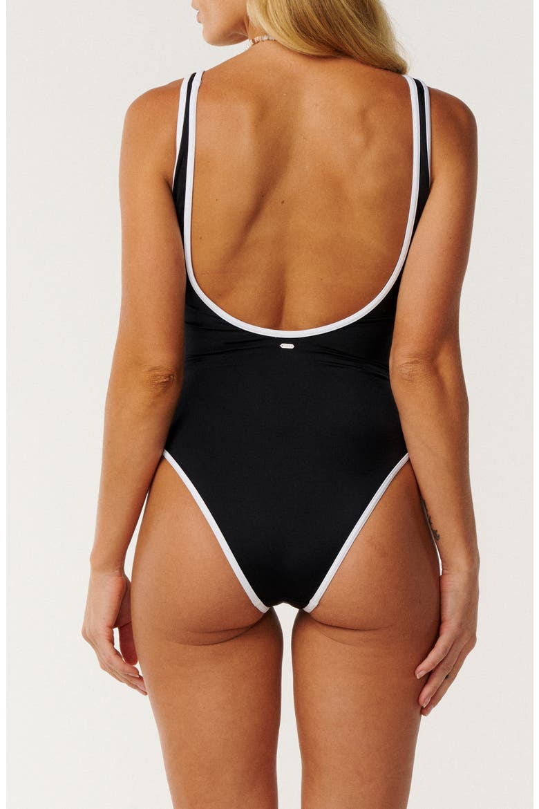Surf Puff One-Piece Swimsuit, Alternate, color, WHITE/ BLACK