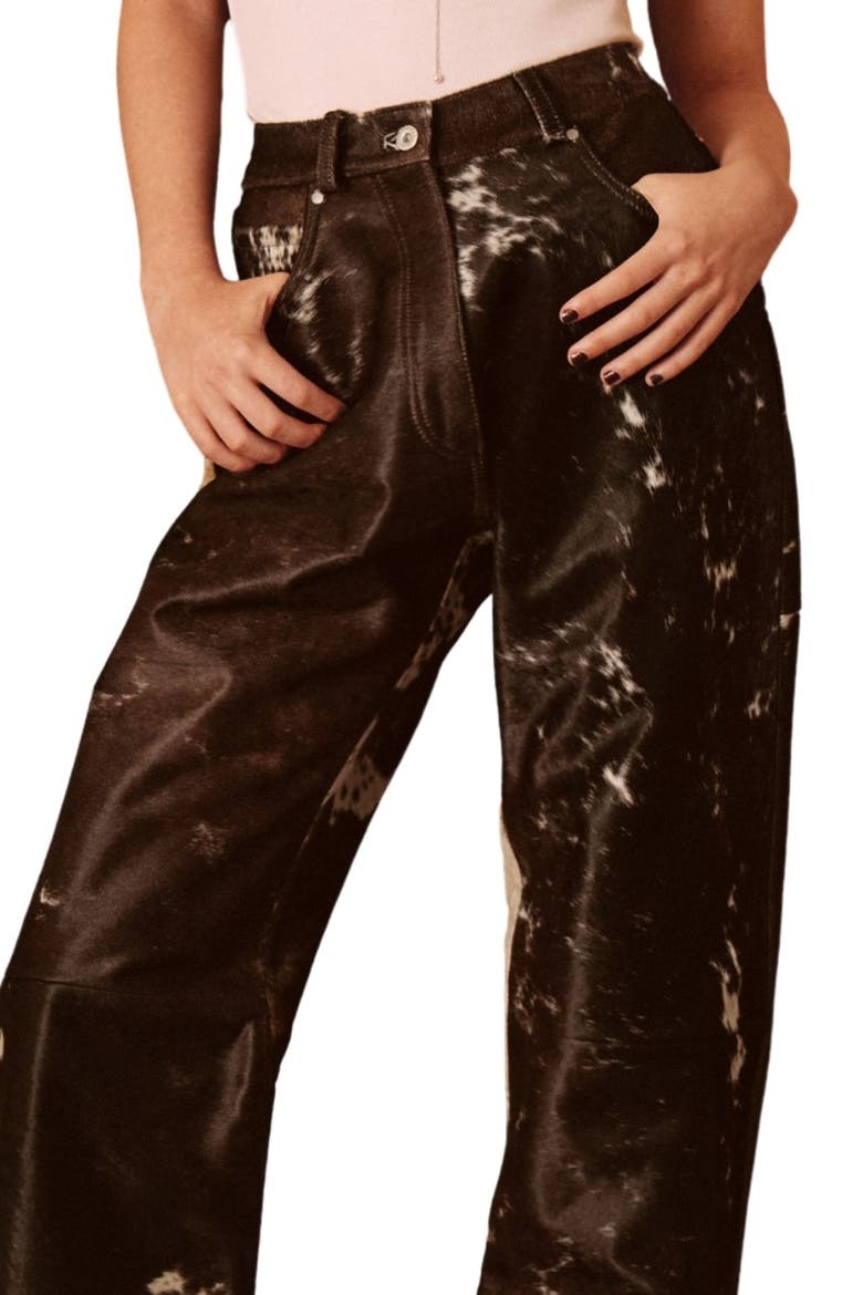 Limited Cow Hide Leather Pants, Alternate, color, Animal