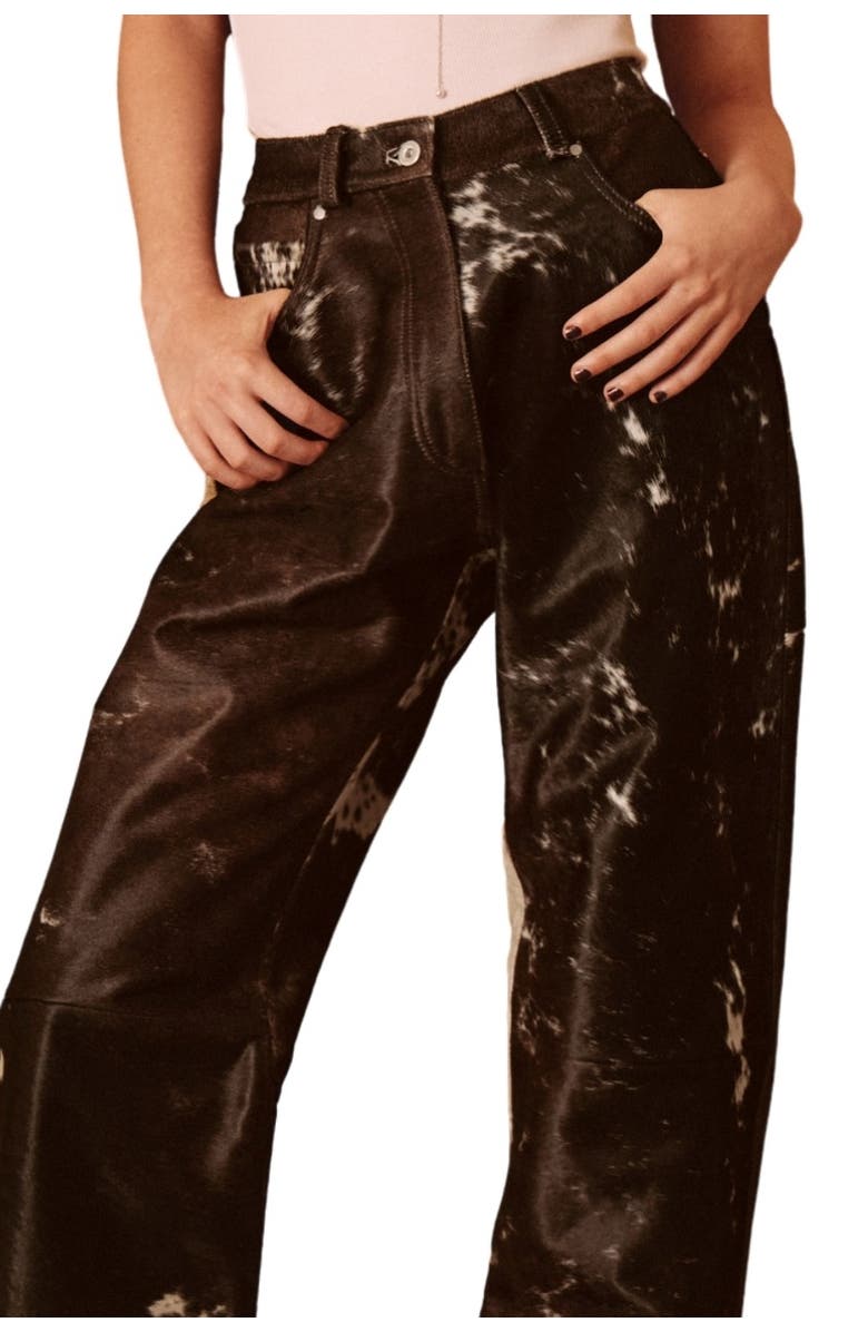 NASTY GAL Limited Cow Hide Leather Pants, Alternate, color, Animal