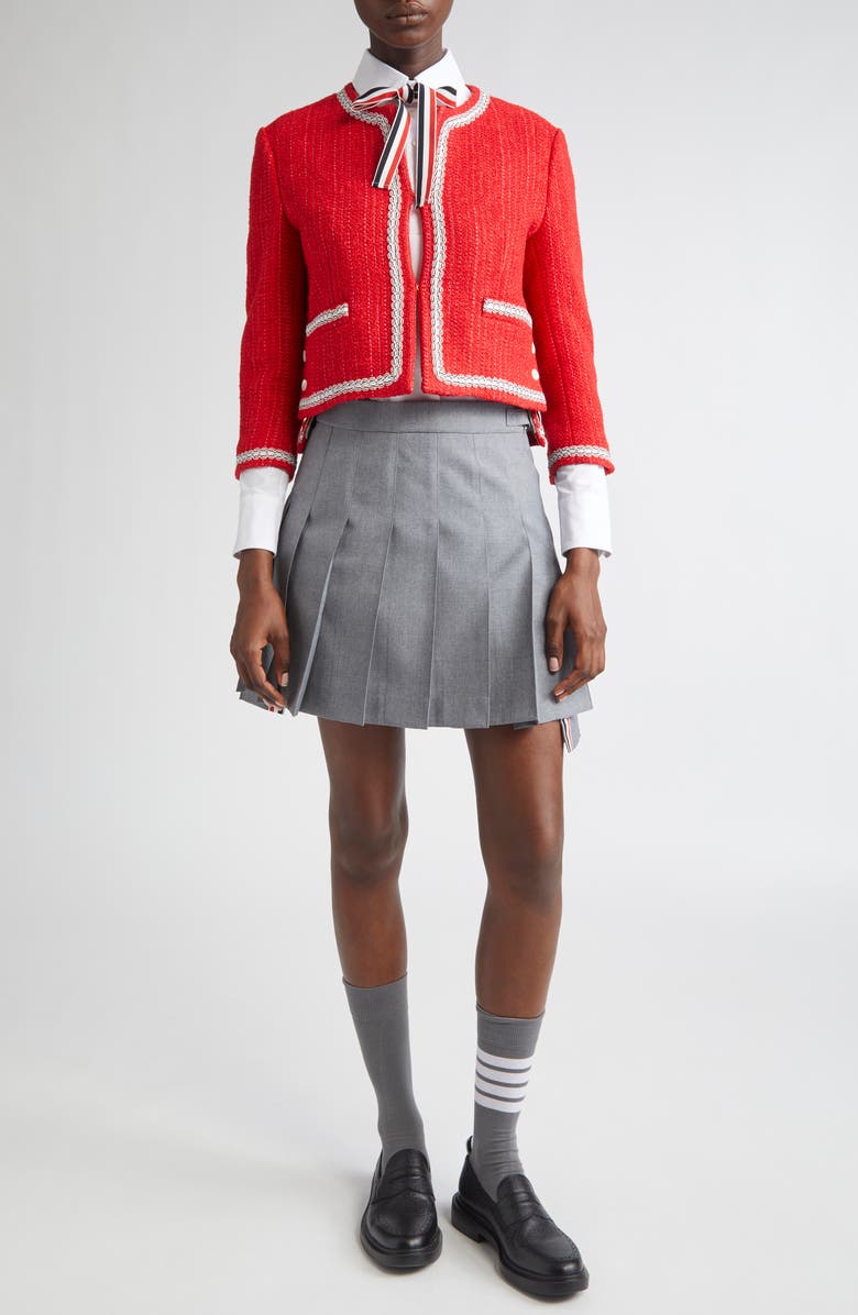 Thom Browne Tweed Crop Jacket, Alternate, color, 
