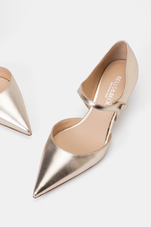 Bells & Becks Nadia Kitten Heel Mary Jane Pump In Gold