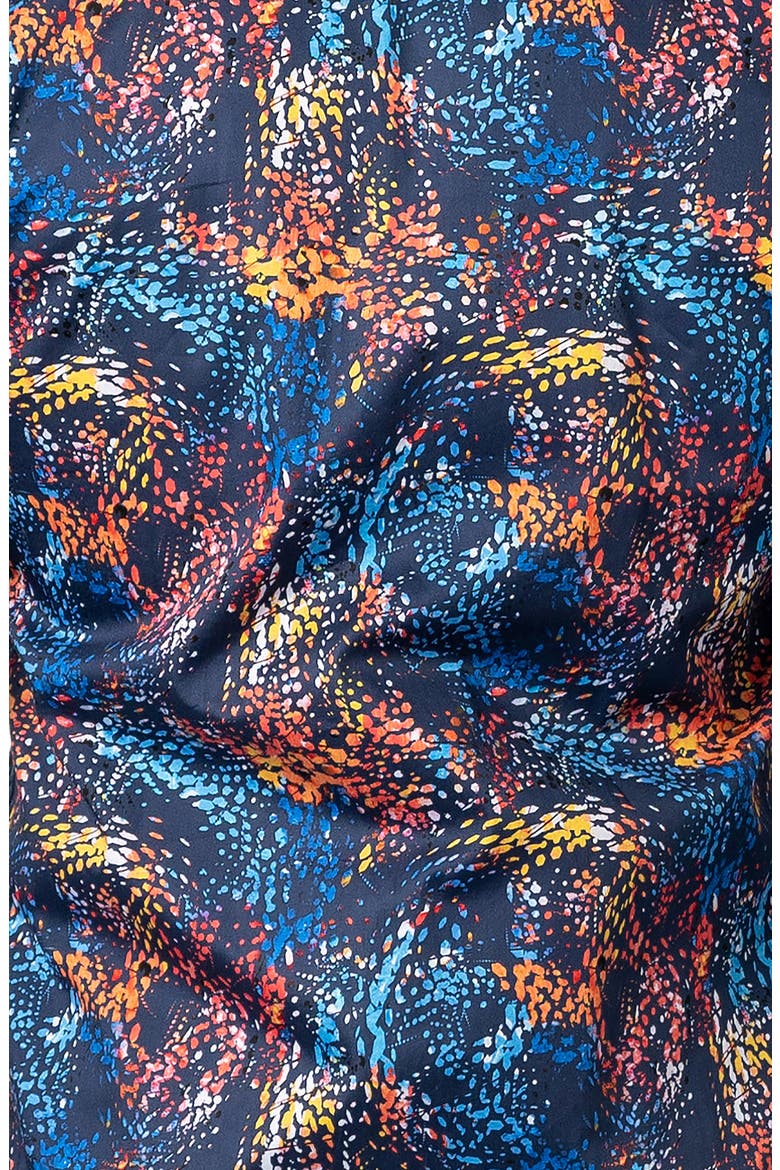 Fibonacci Paintsplash Regular Fit Print Button-Up Shirt, Alternate, color, BLUE