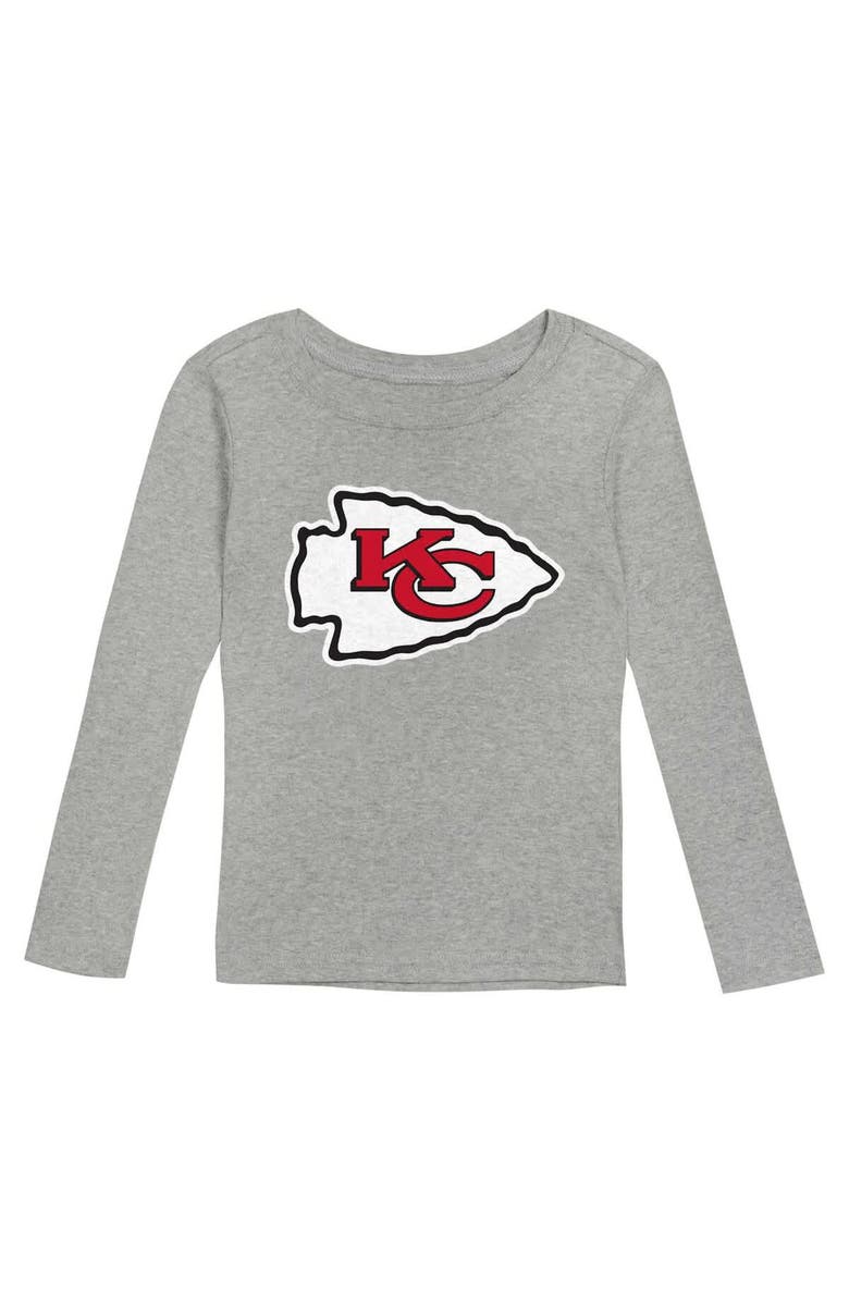 Outerstuff Preschool Heather Gray Kansas City Chiefs Long Sleeve T-Shirt and Pants Sleep Set, Alternate, color, 