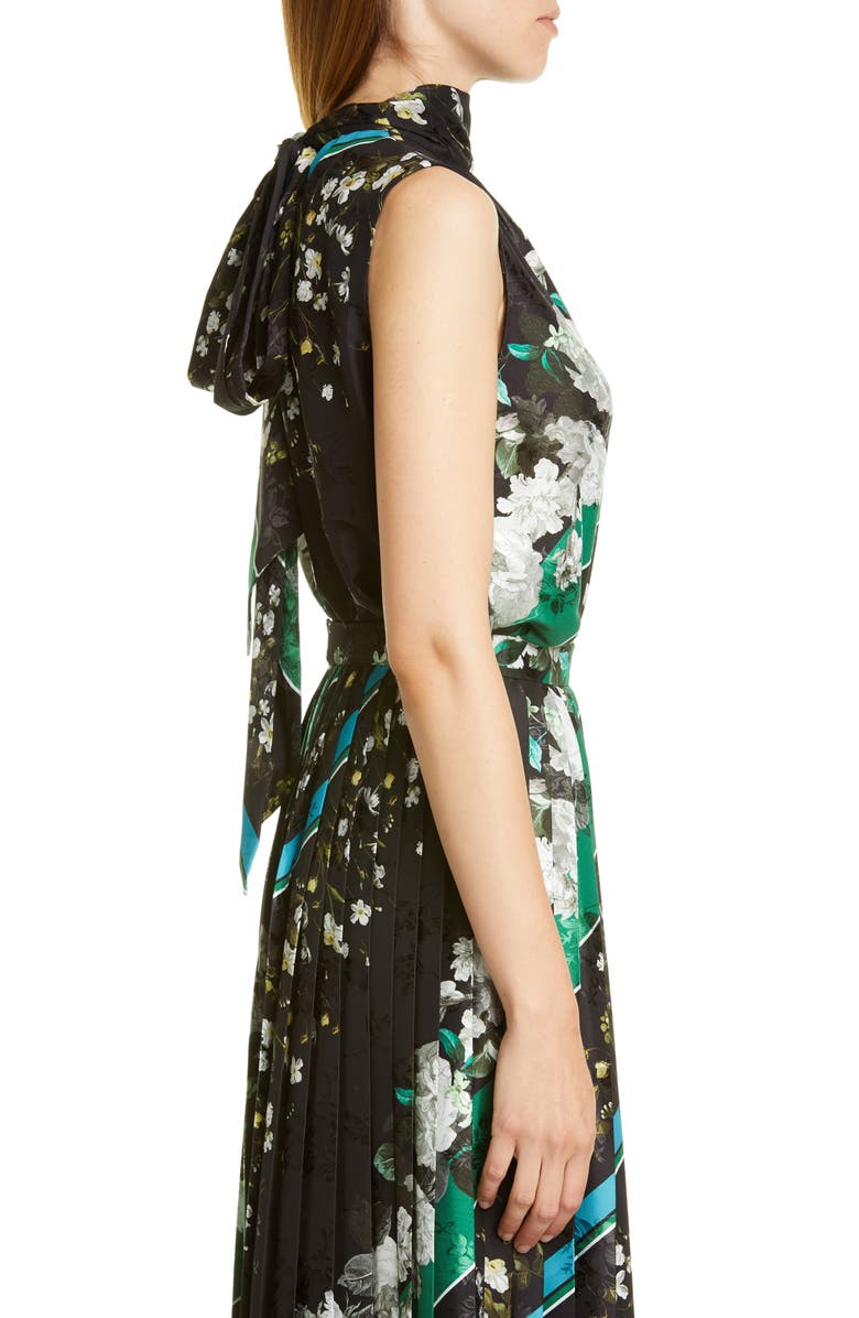 Erdem Floral Stripe Tie Neck Top, Alternate, color, 