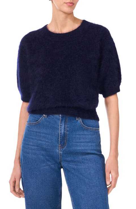 Eyelash Knit Short Sleeve Sweater