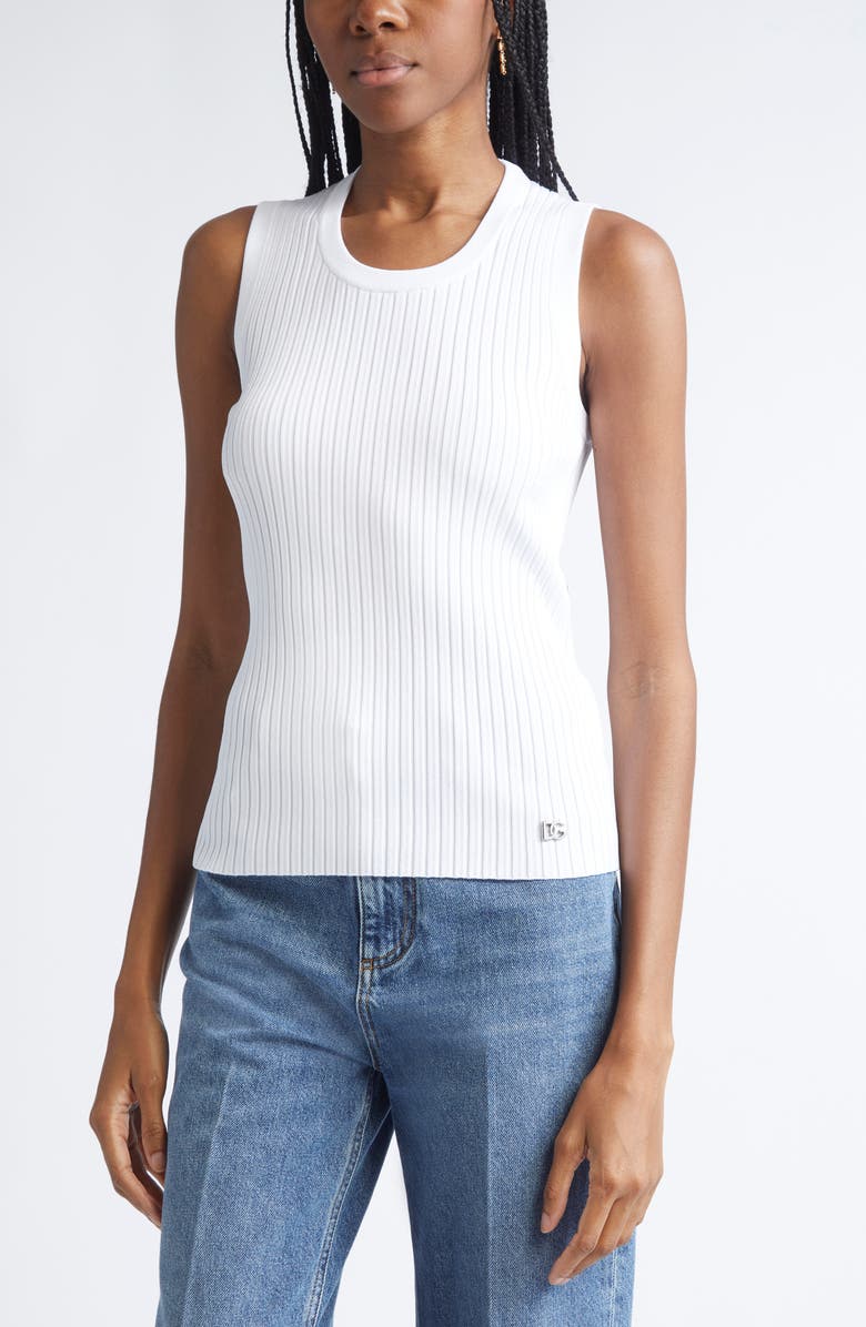 Dolce&Gabbana Rib Tank, Alternate, color, W0800 Bianco Ottico