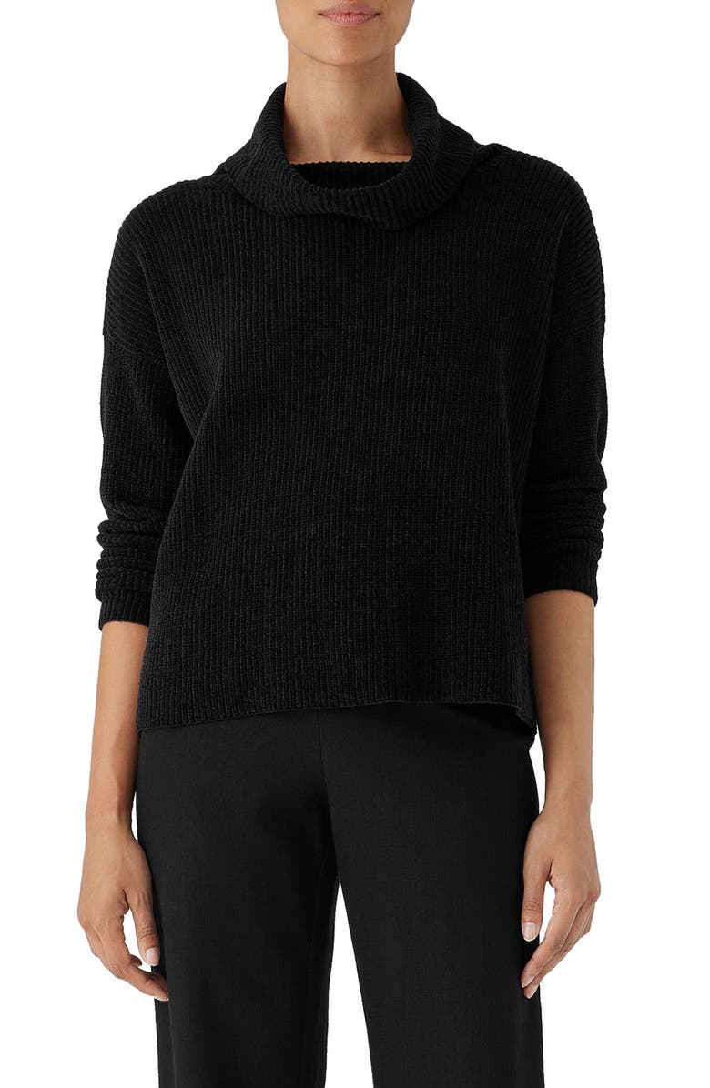 Eileen Fisher Ribbed Organic Cotton Chenille Turtleneck Sweater, Main, color, 