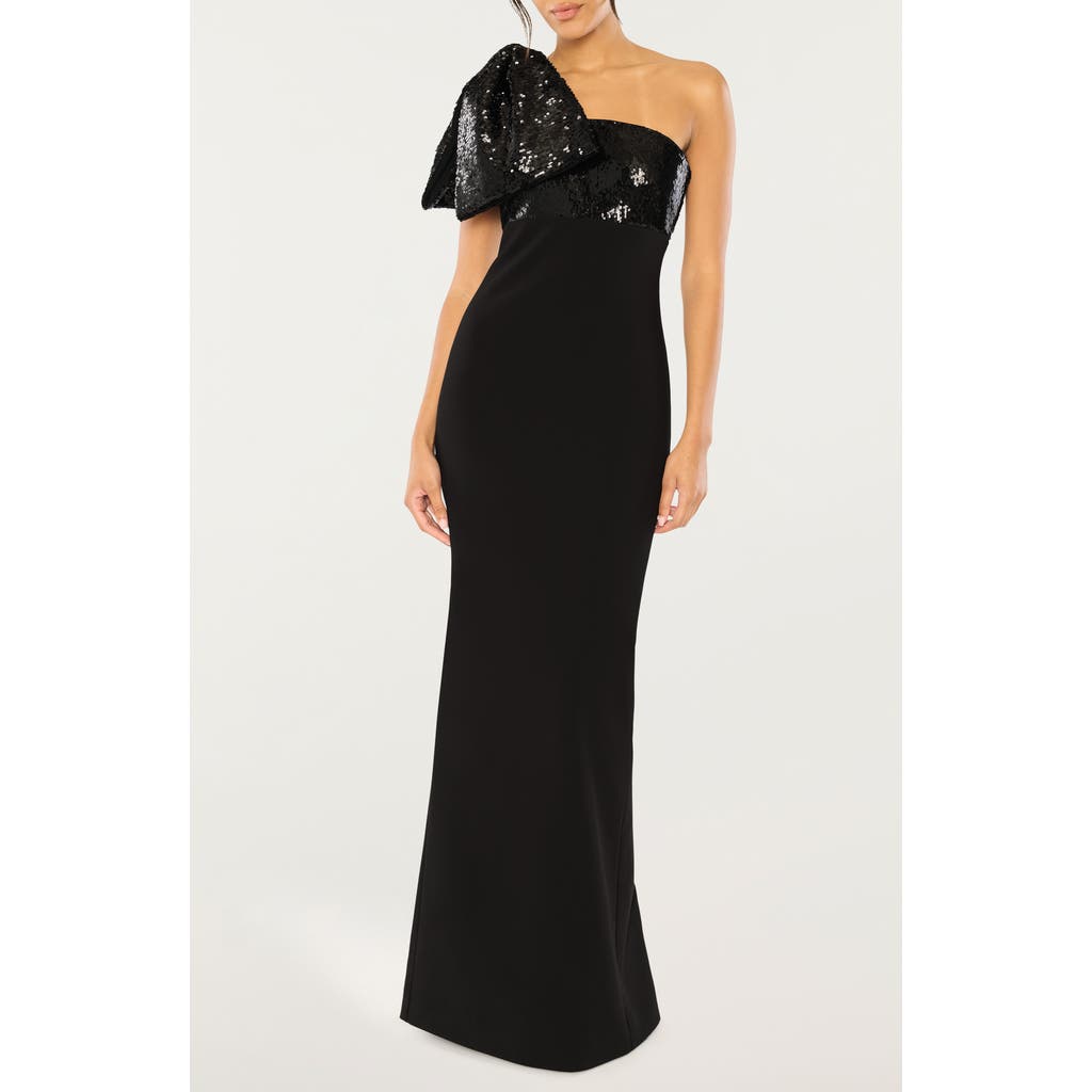 Likely Rora Sequin Bow Gown In Black