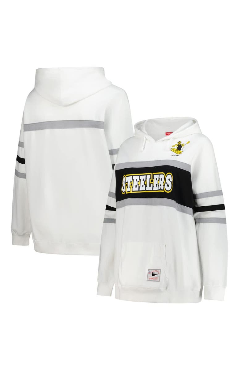 Mitchell & Ness Women's Mitchell & Ness White Pittsburgh Steelers Plus Size Head Coach Throwback Pullover Hoodie, Main, color, White