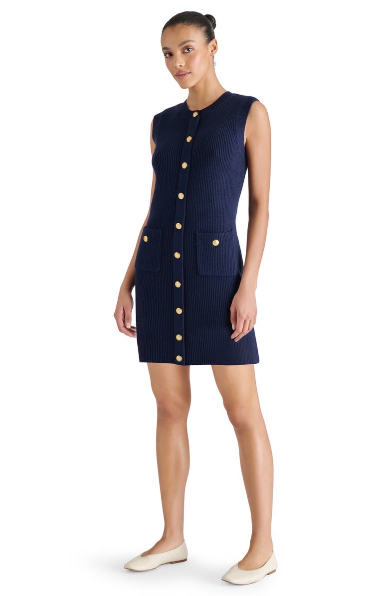 Steve Madden Mitsy Sleeveless Rib Sweater Dress, Alternate, color, Midnight