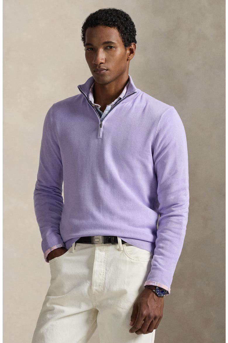 Cotton Quarter Zip Pullover, Alternate, color, PURPLE