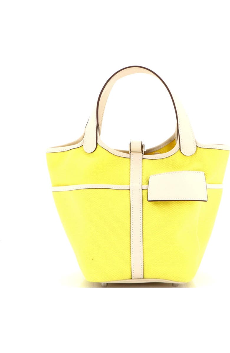 Pre-Owned Hermes Cargo Picotin Lock Bag Canvas and Swift PM, Alternate, color, Jaune Citron