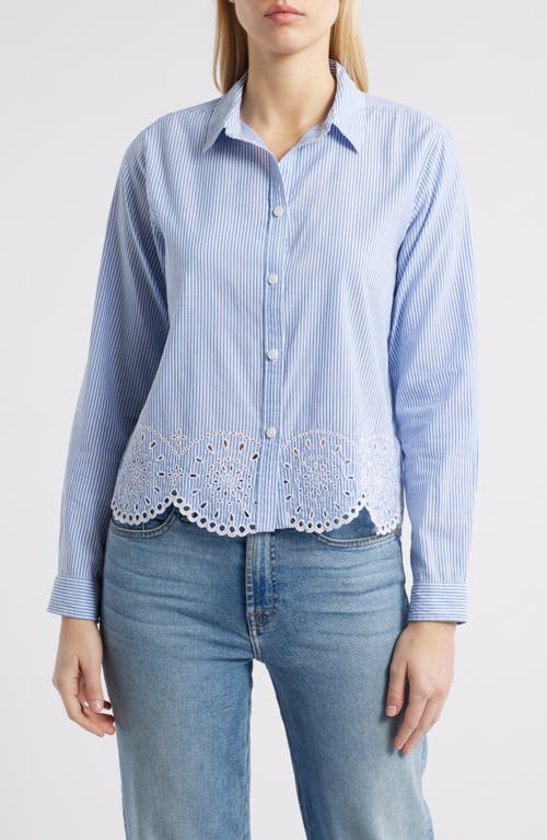beachlunchlounge Jullian Embroidered Eyelet Shirt in Lake House 