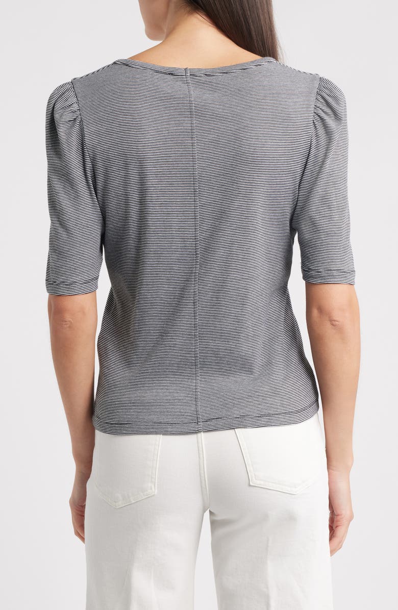 Madewell Stripe Puff Sleeve Scoop Neck T-Shirt, Alternate, color, B/ W Skinny Stripe