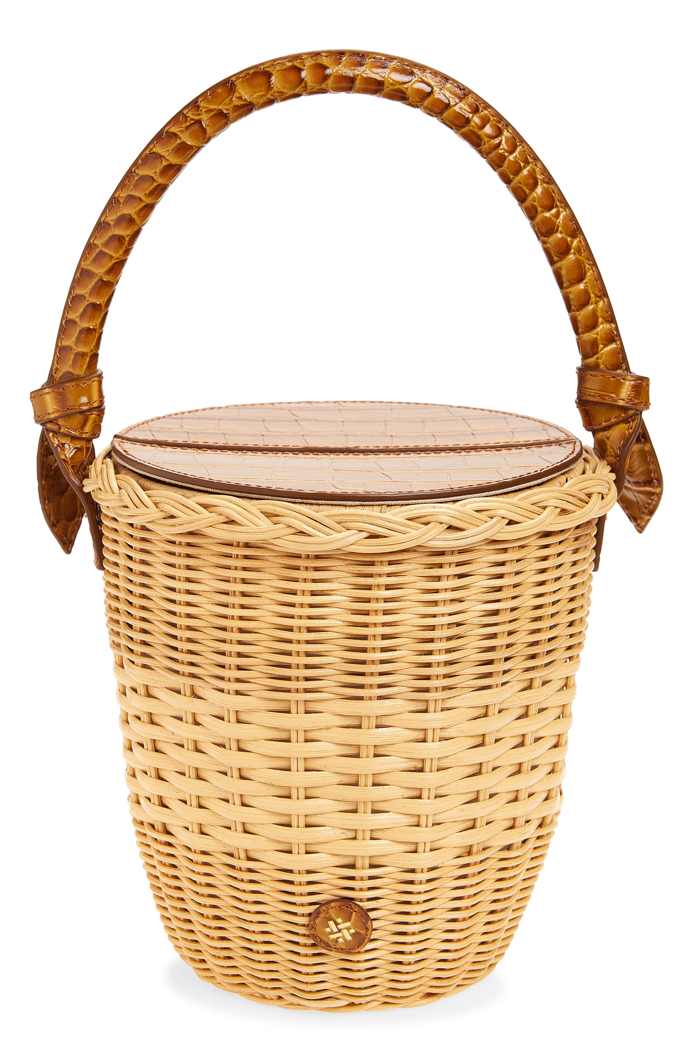 Pamela Munson The Jane Cognac Rattan Shoulder Bag, Alternate, color, Natural/ Cognac
