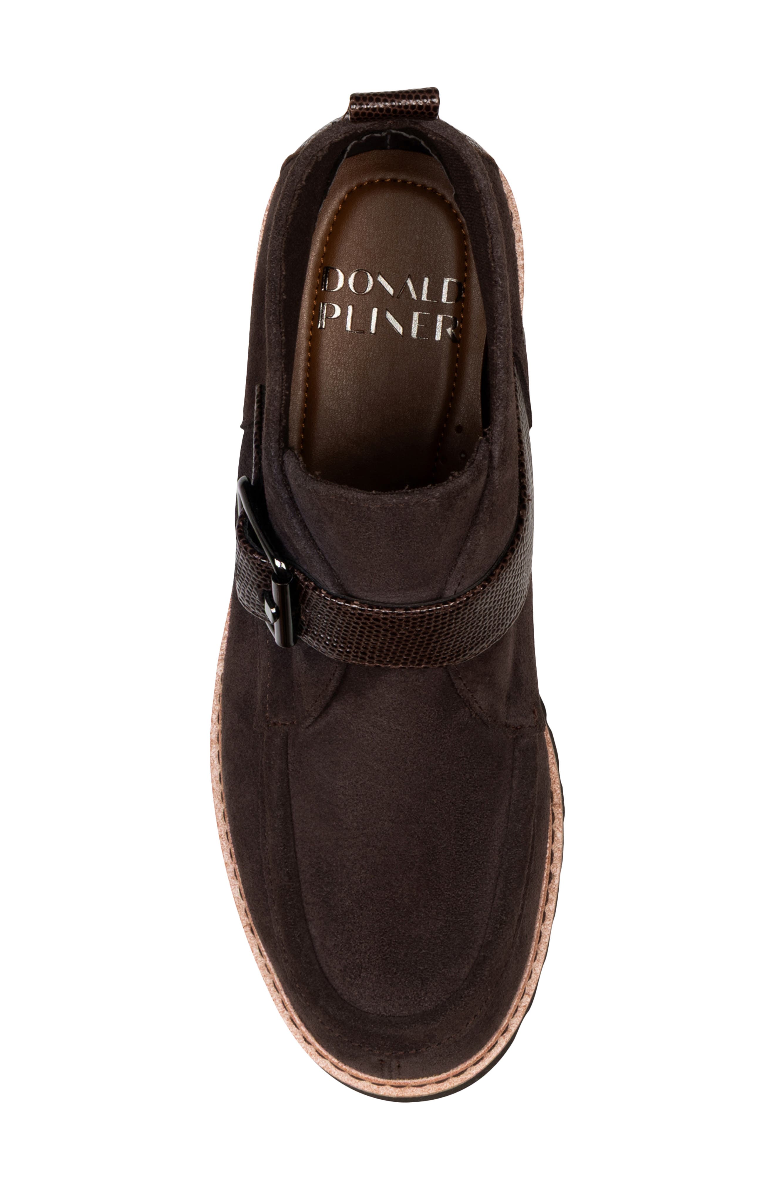 Halina Leather Monk Strap Bootie, Alternate, color, DARK BROWN