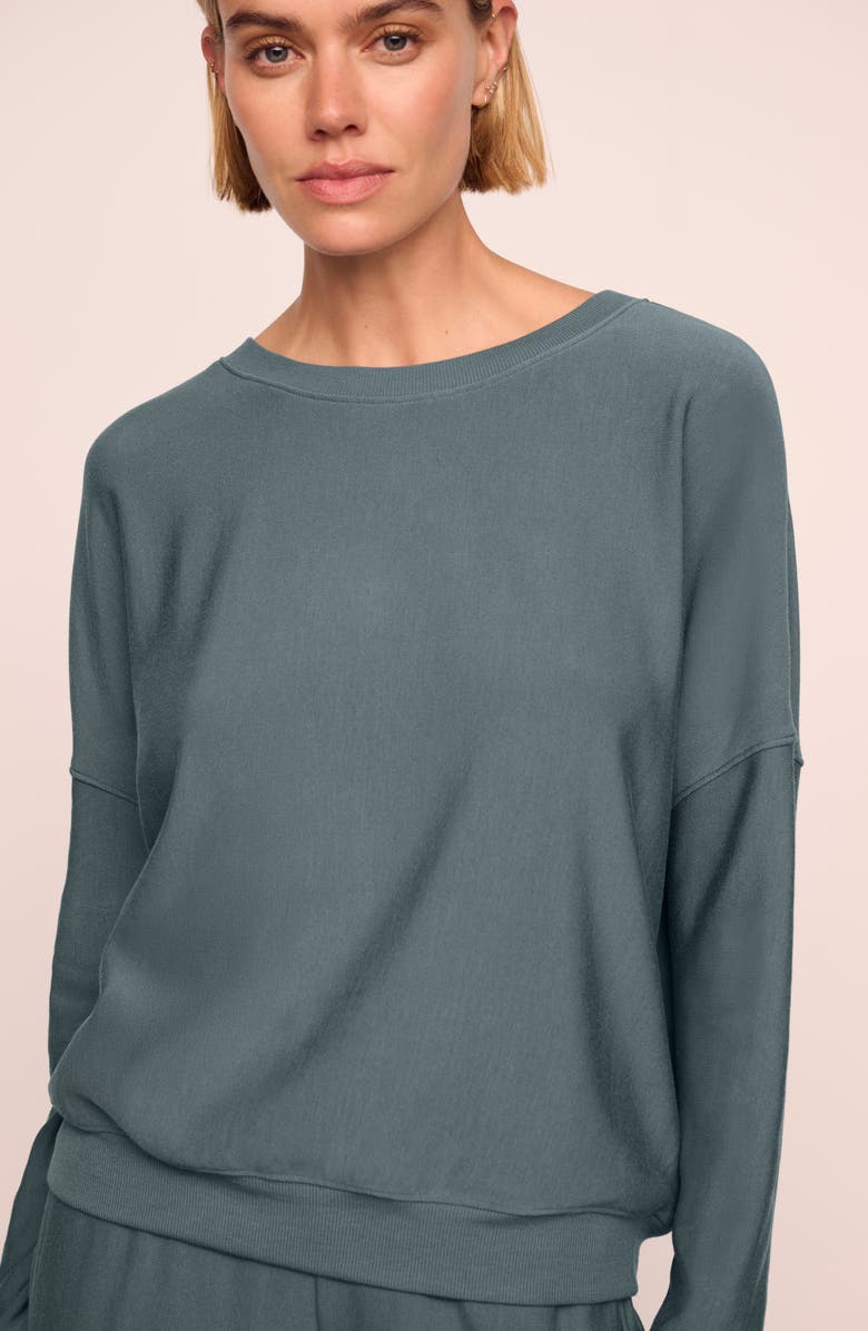 Eberjey Softest Sweats Lounge Pullover, Alternate, color, Stone Blue