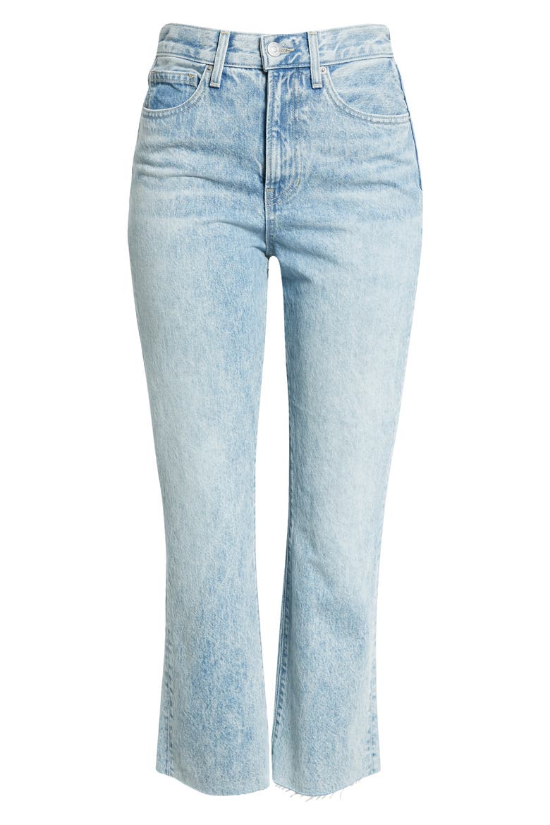 Carly Super High Waist Raw Hem Ankle Kick Flare Jeans, Alternate, color, PEBBLE STONE