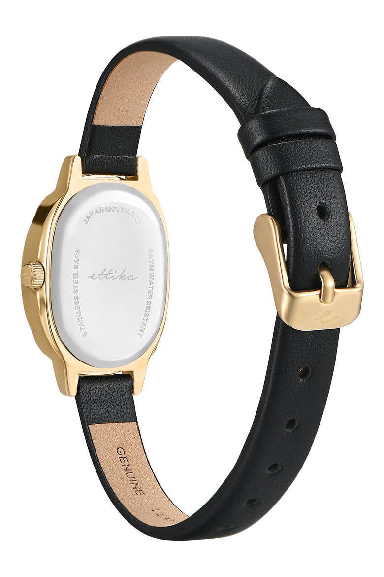 Timeless Texture Leather Strap Watch, Alternate, color, BLACK