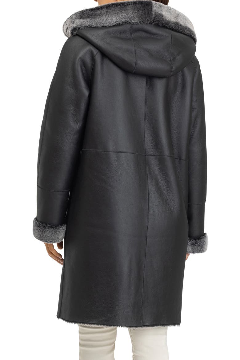 Merino Shearling Hooded Parka, Alternate, color, BLACK BRISA