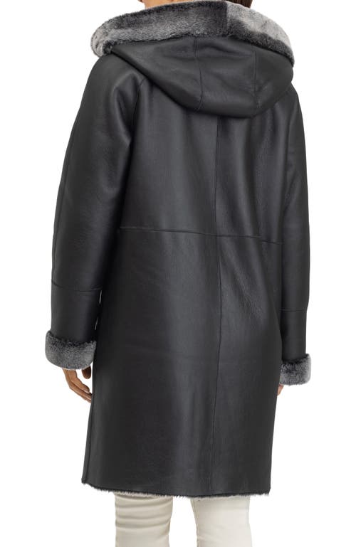 Gorski Merino Shearling Hooded Parka In Black