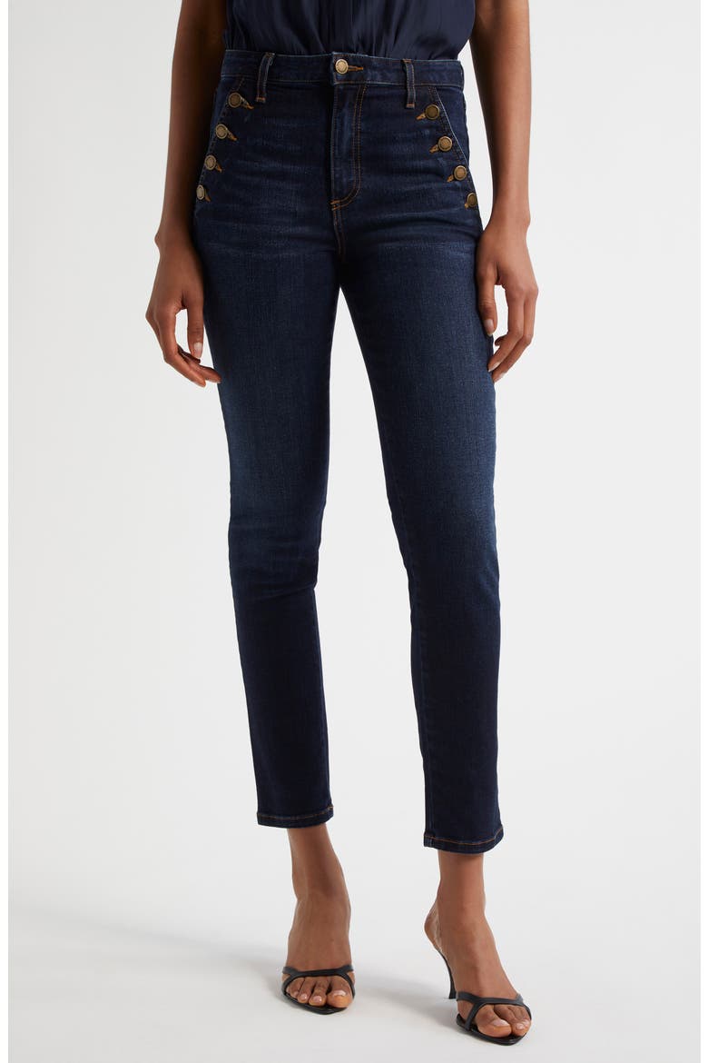 Helena Sailor Skinny Jeans, Main, color, DARK RINSE