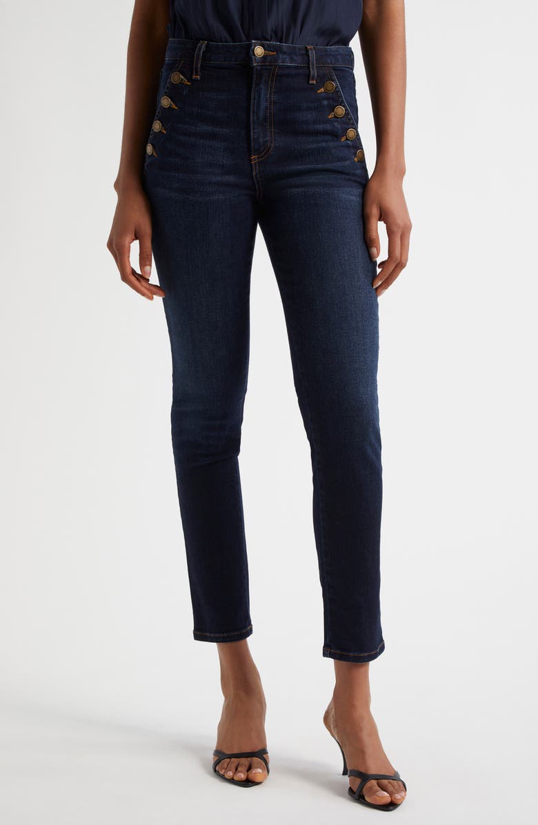 Ramy Brook Helena Sailor Skinny Jeans, Main, color, Dark Rinse