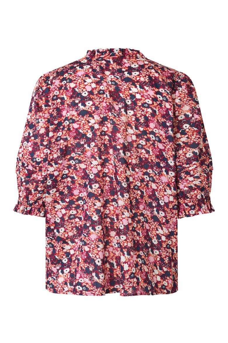 Mabrenitha Floral Mandarin Collar Blouse, Alternate, color, Beet Red