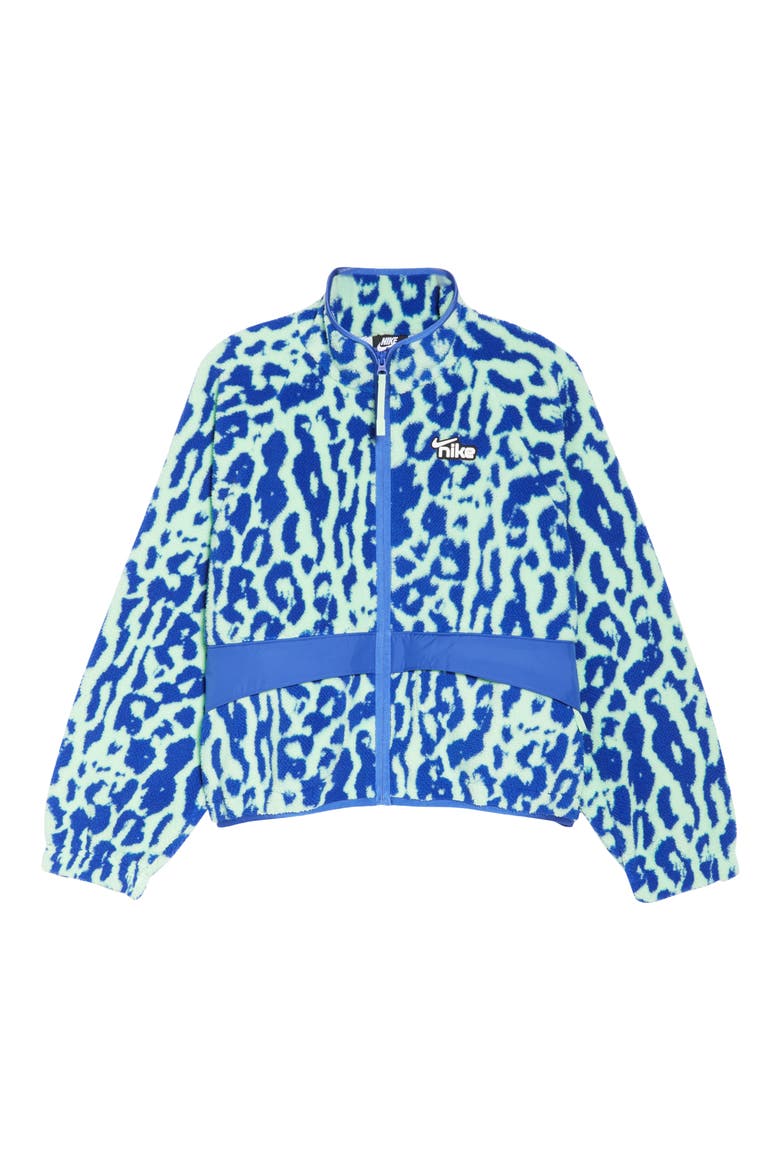 Sportswear Animal Print Fleece Jacket, Alternate, color, ASTRONOMY BLUE/ WHITE