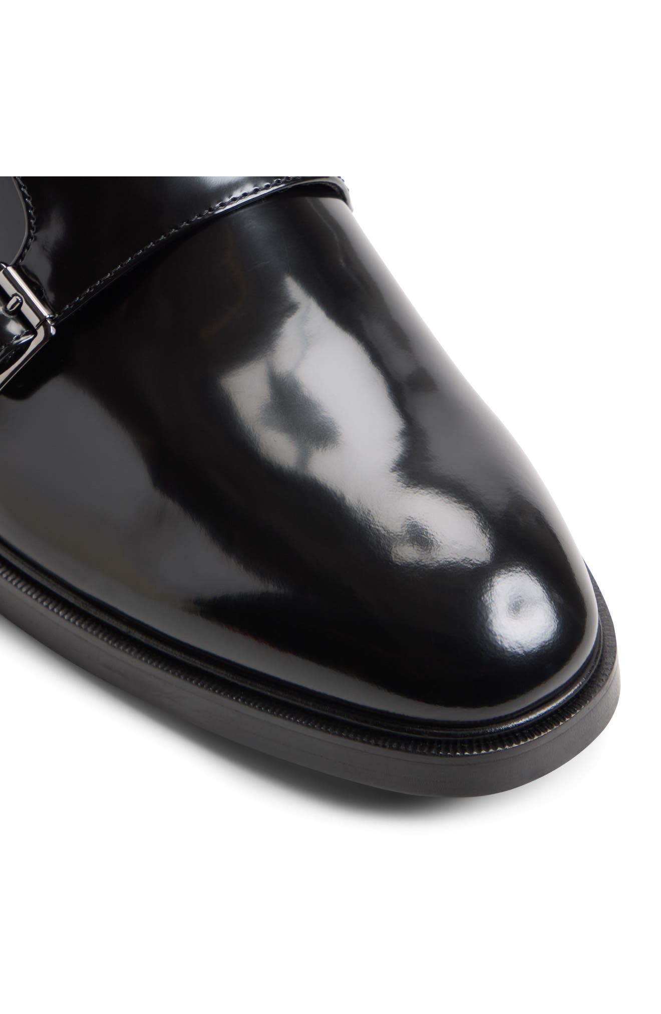 Lowry Leather Double Monk Strap Shoe, Alternate, color, BLACK