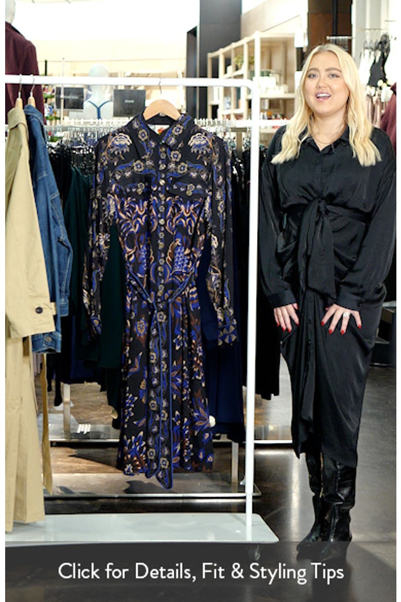 Arabesque Mix Scarves Long Sleeve Tie Belt Shirtdress video