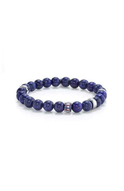 Mr Lowe Lapis Bead Bracelet with African Bead Accent
