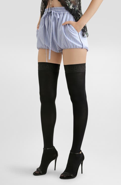 Striped Cotton and Silk Poplin Bubble Shorts
