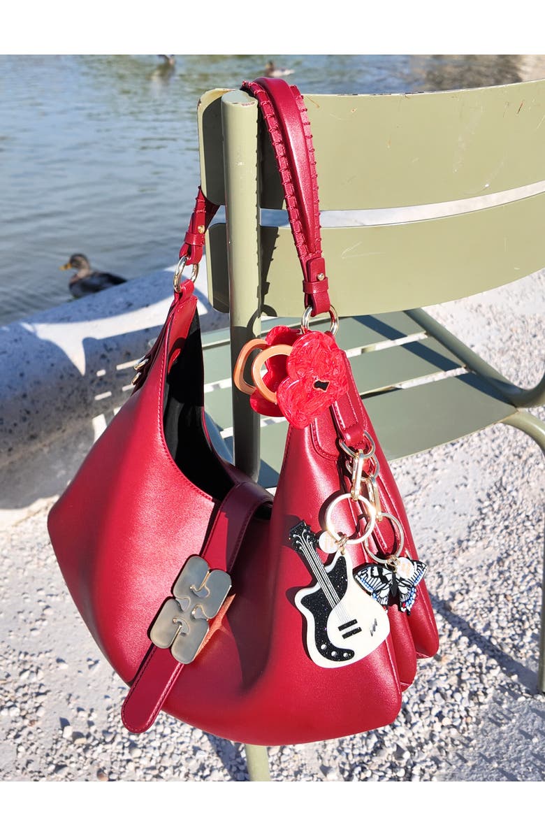 Solar Eclipse Hand Painted Swallowtail Key Chain Bag Charm, Alternate, color, Pink