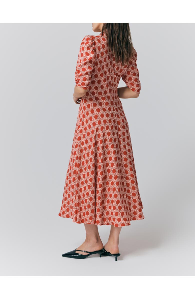 Ghost London Madi Crepe Floral Midi Dress, Alternate, color, Red Floral