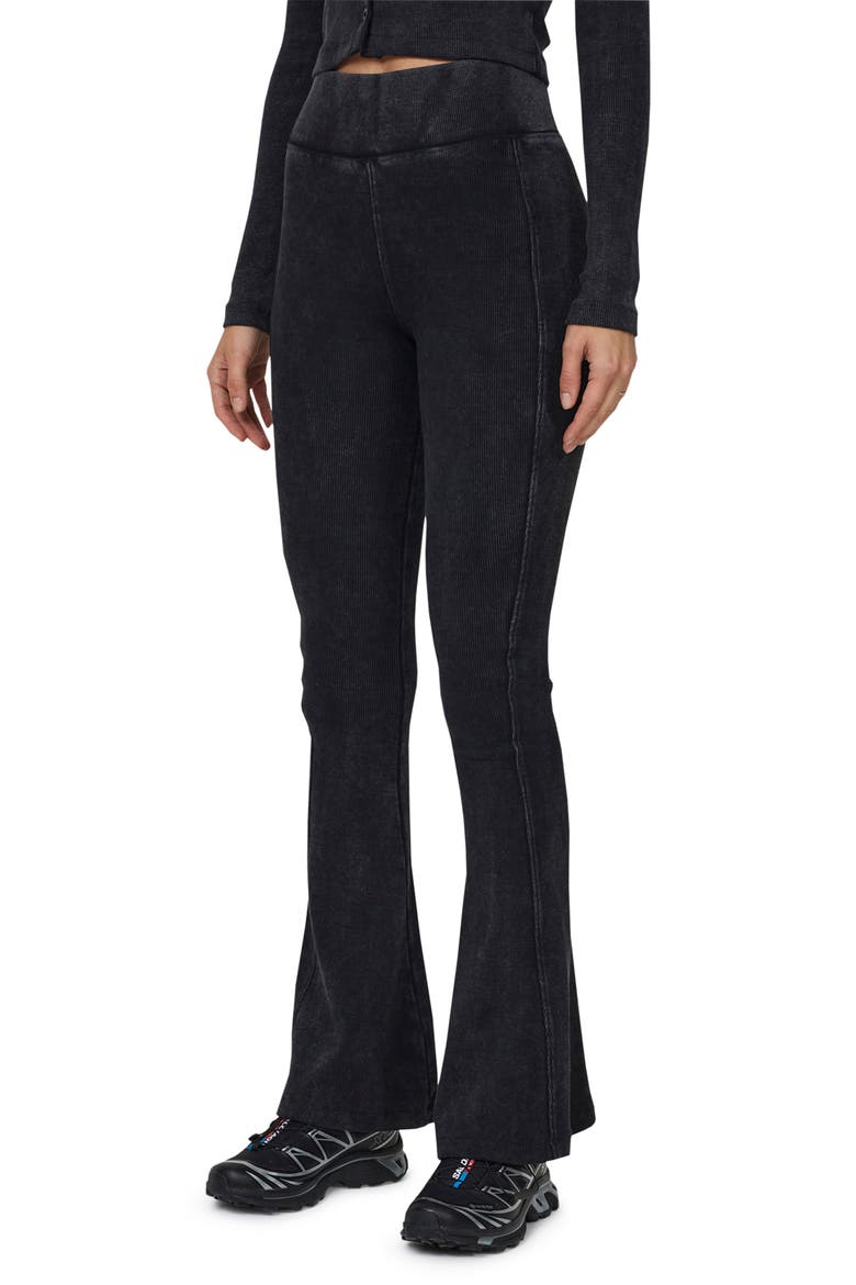 Ribbed Vintage Flared Leggings, Alternate, color, Black