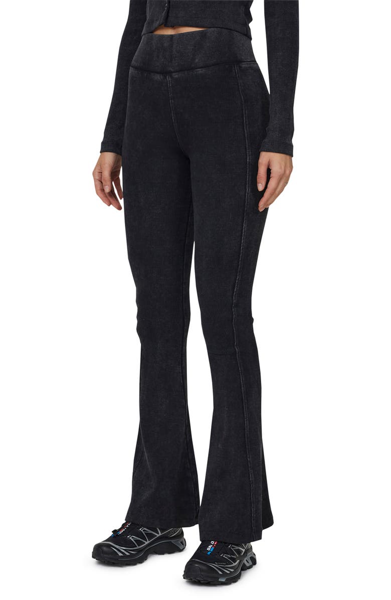 Good For Nothing Ribbed Vintage Flared Leggings, Alternate, color, Black