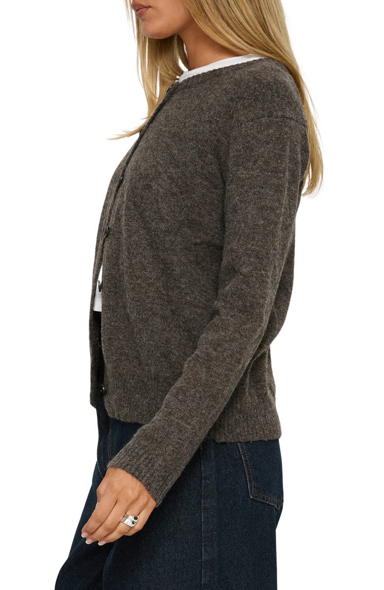 Princess Polly Better than Fiction Crewneck Cardigan, Alternate, color, Mocha