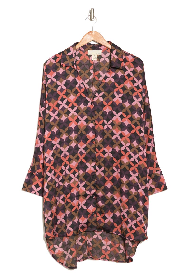 Marissa Collared Poly Silk Tunic, Alternate, color, RETRO