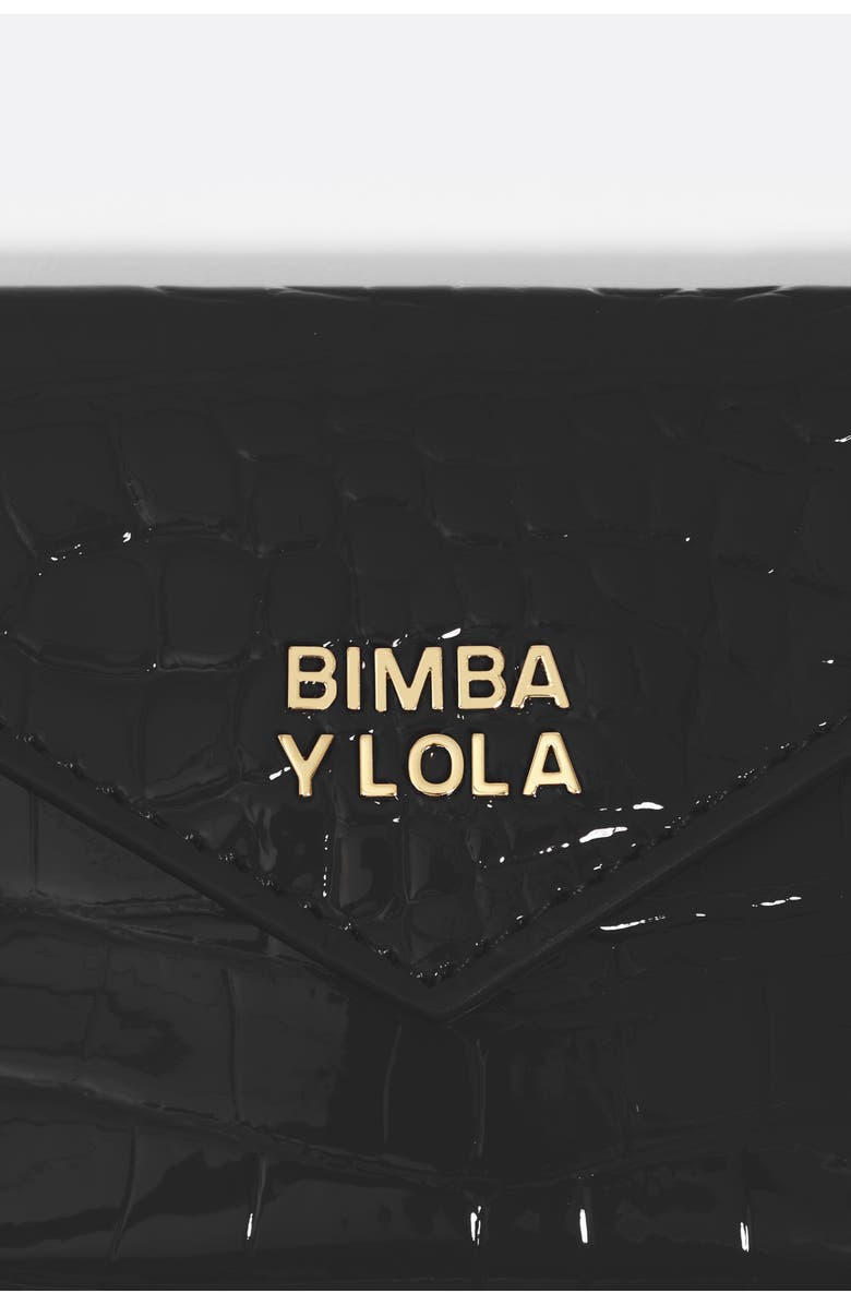 Bimba y Lola Shiny Textured Coin Purse With Logo, Alternate, color, Black